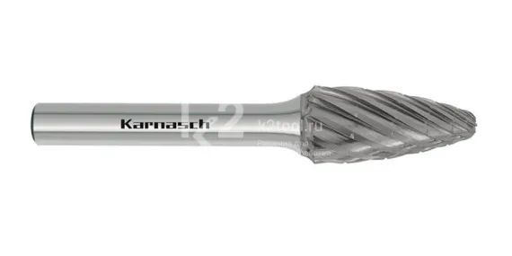 Борфреза твердосплавная Karnasch форма F, 10х20х6х65 мм, насечка HP-3 PRO, без покрытия, арт. 11.4095-030