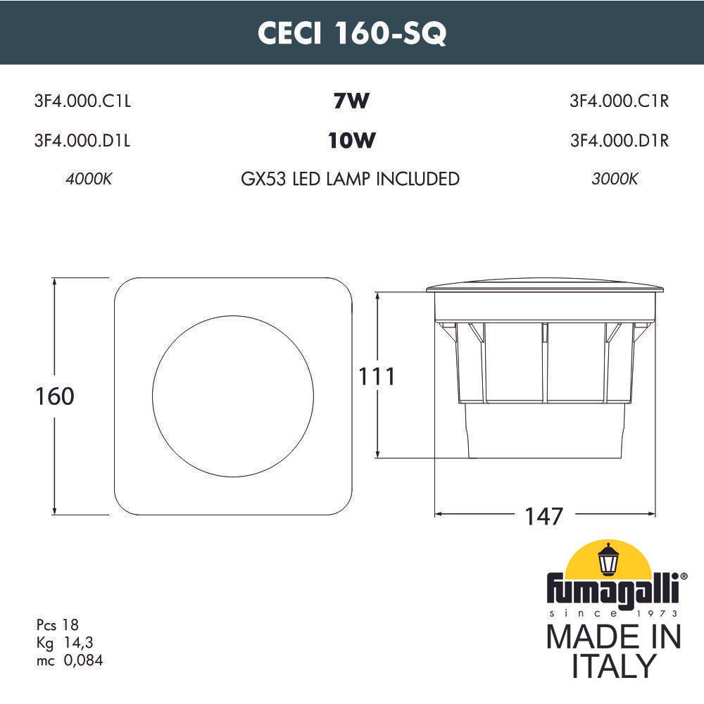 Грунтовый светильник FUMAGALLI CECI 160-SQ 3F4.000.000.AXD1L