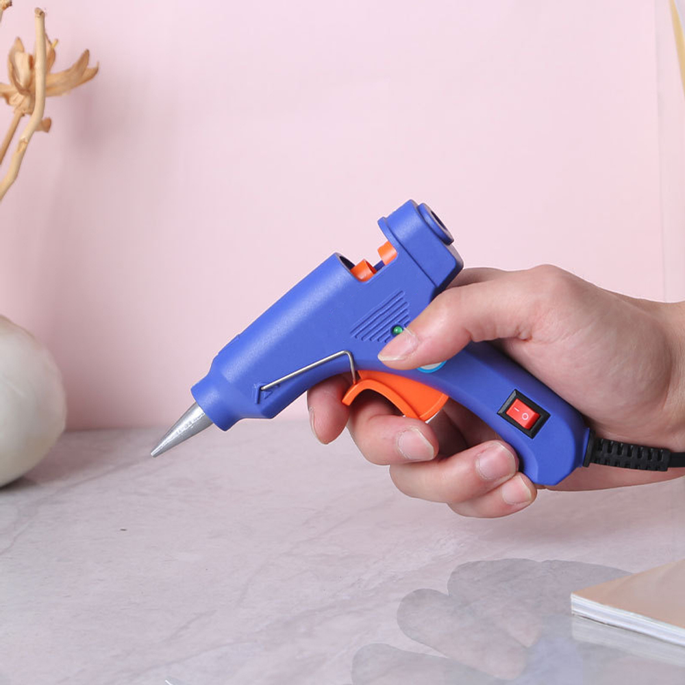 Пистолет клеевой 20W с кнопкой включения и антикаплей EGG-20