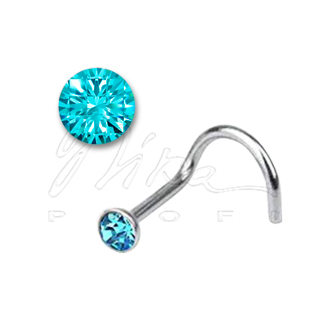 Нострил, сталь, с лазурным камнем