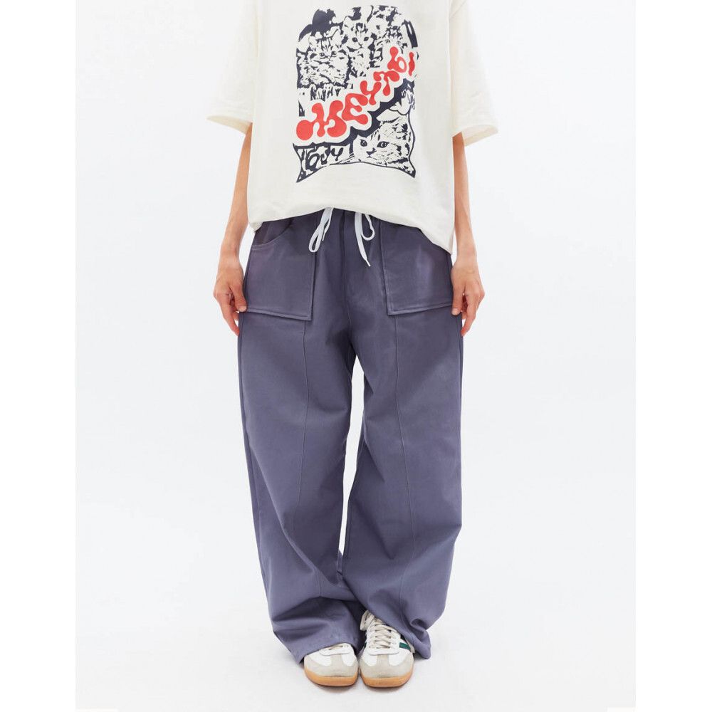 Брюки БИЧ широкие хлопковые голубые