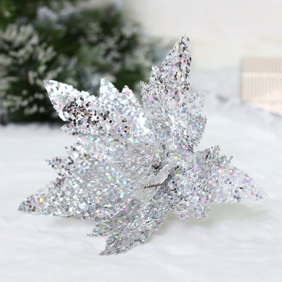 Украшение новогоднее «Пуансеттия - Царица ночи» 24 см, Серебро