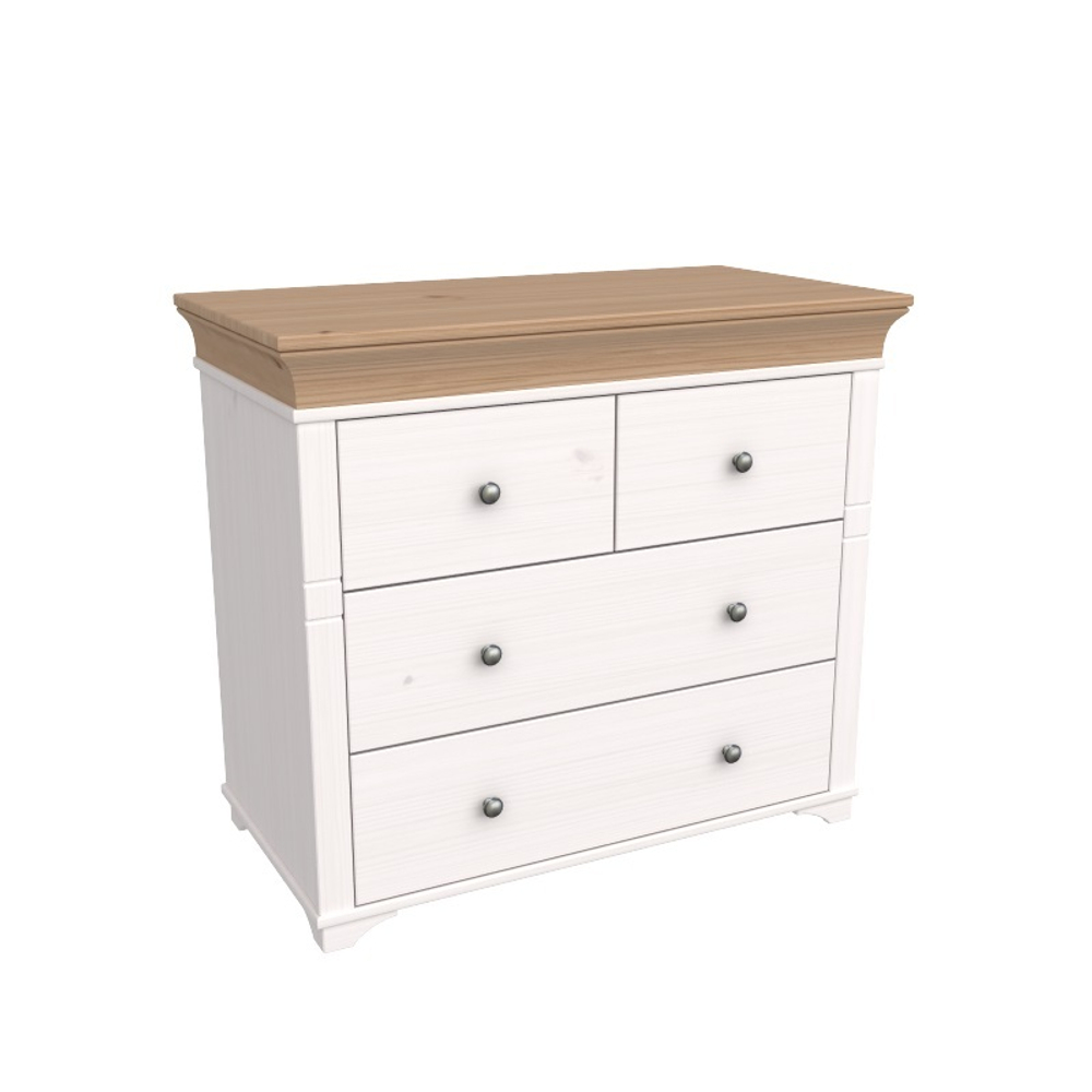 Комод «Бейли» с 4 ящиками белый воск/антик