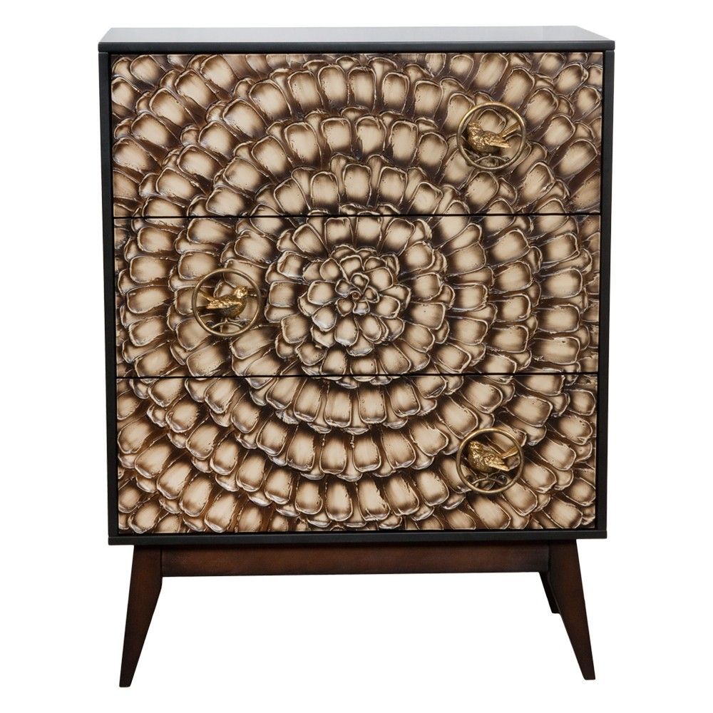 Комод Терра Птички с 3 ящиками Каштан