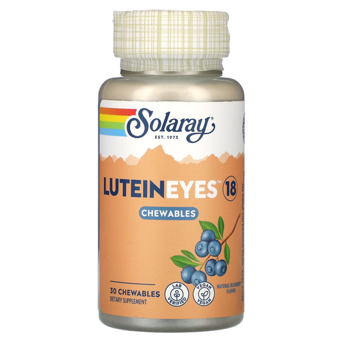 Solaray, Lutein Eyes 18, натуральная голубика, 30 жевательных таблеток