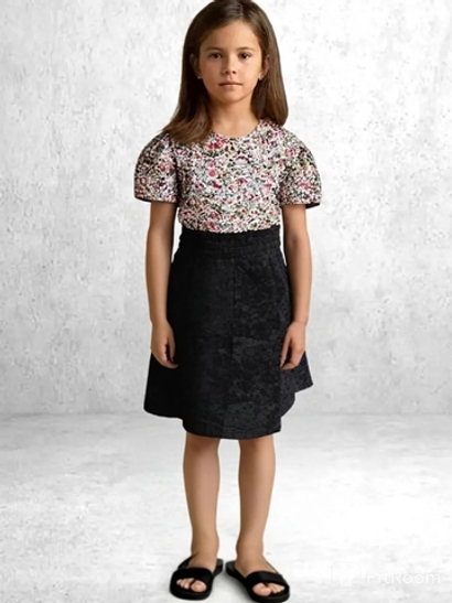 105691 Юбка детская 8-клинка футер 2-х нитка хаки мрамор (64-122/128)