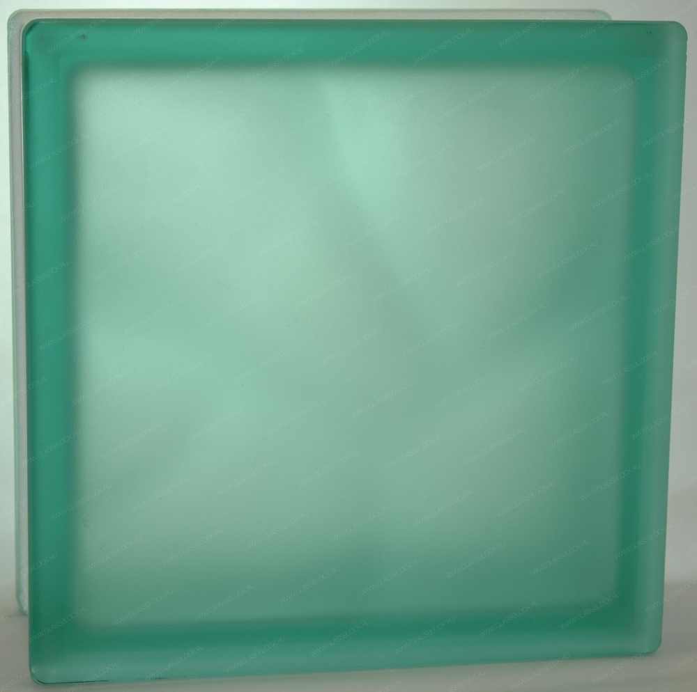 Купить Стеклоблок волна  бирюзовый полуматовый  окраска в массе Vitrablok   19x19x8