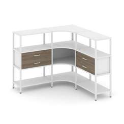 Shelf System Трехсекционный угловой стеллаж трехярусный с ящиками SN.STMU-331 Белый/Вяз Благородный/