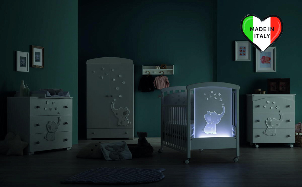 Детская кровать Erbesi Elly LED белый