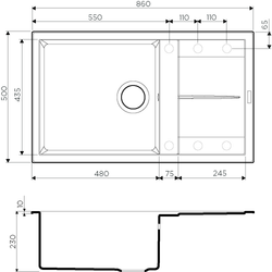 Кухонная мойка Omoikiri Sumi 86-PL