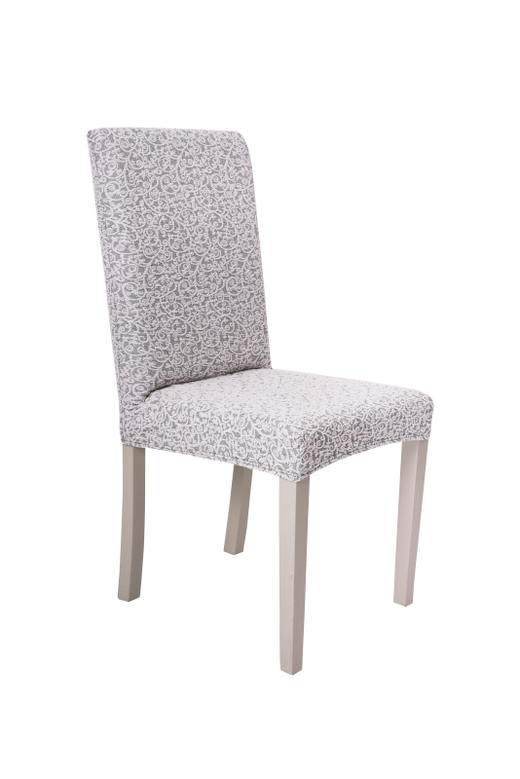 Чехол на стул без оборки Жаккард, цвет Слоновая кость, Набор 2 шт.