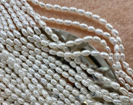 Жемчуг натуральный, рис 3,4мм, 3А