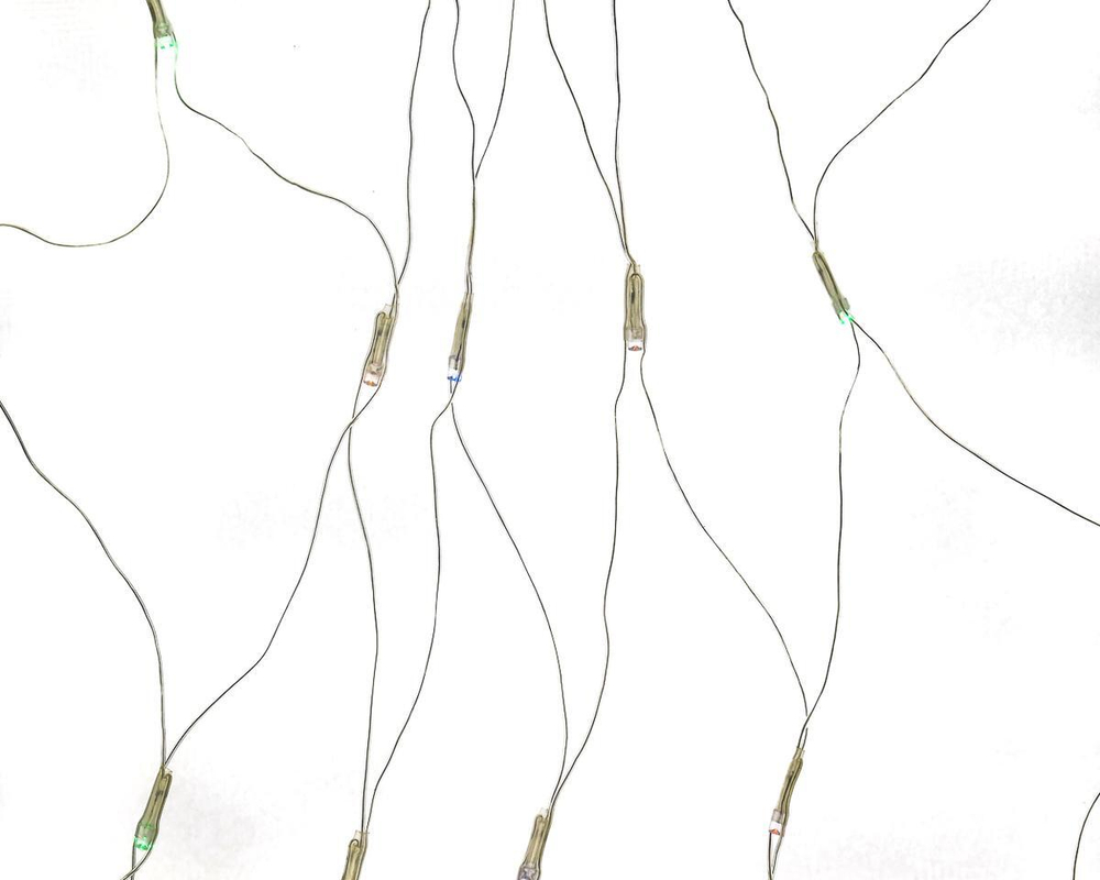 Электрогирлянда сетка цветная LED 120 лампы, 1,5*1,5м, 4 вида мигания, прозрачный провод, коробка