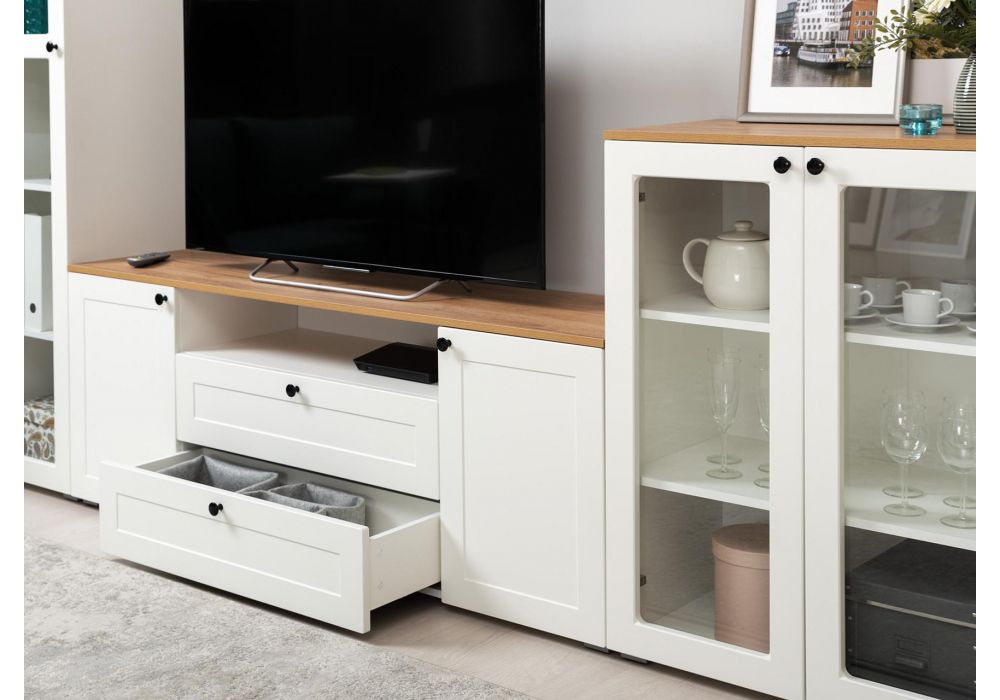 Витрина Опра 16.394.01 белый PE шагрень / дуб золотой craft