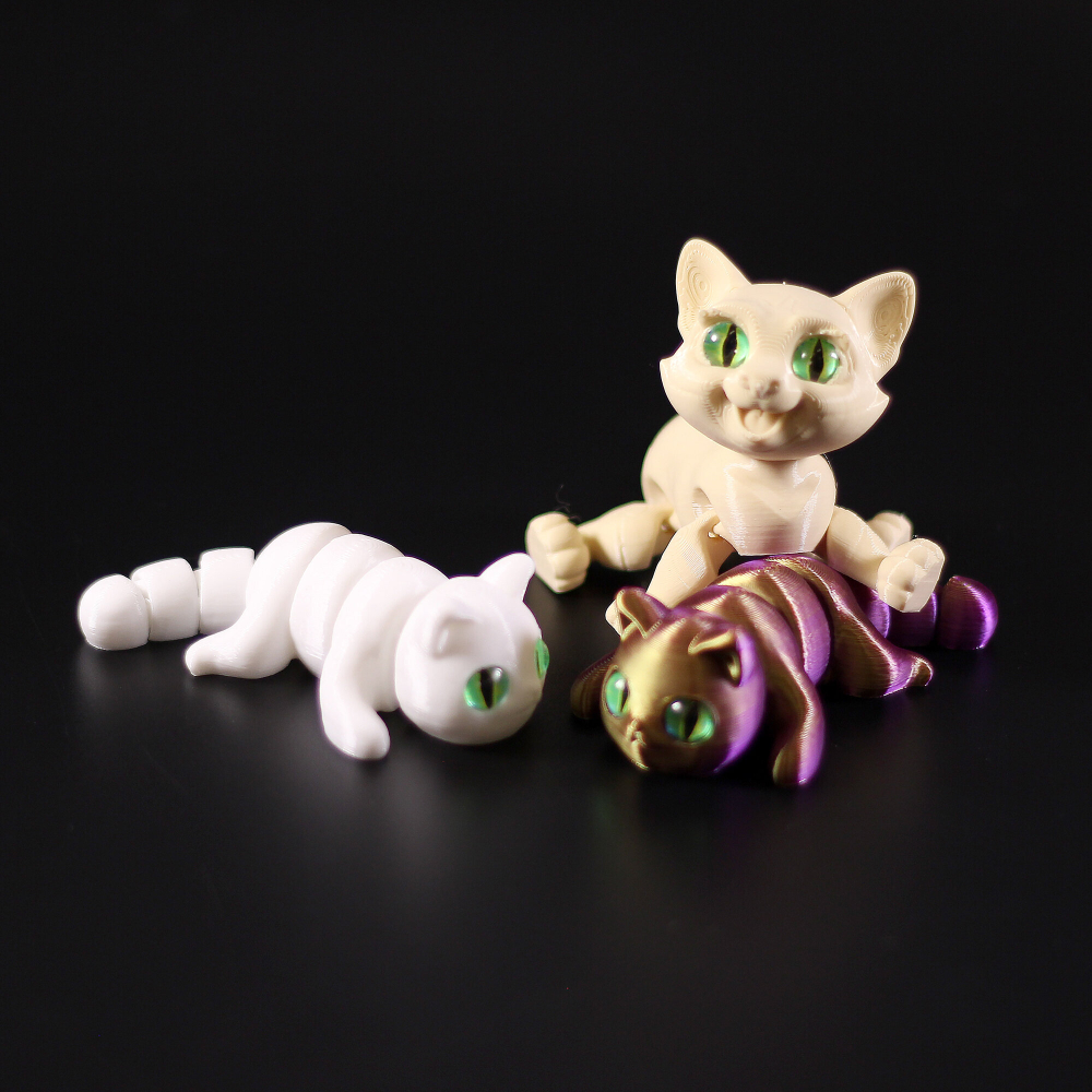 Котик с улыбкой, шарнирная игрушка-антистресс, 9 см., серый