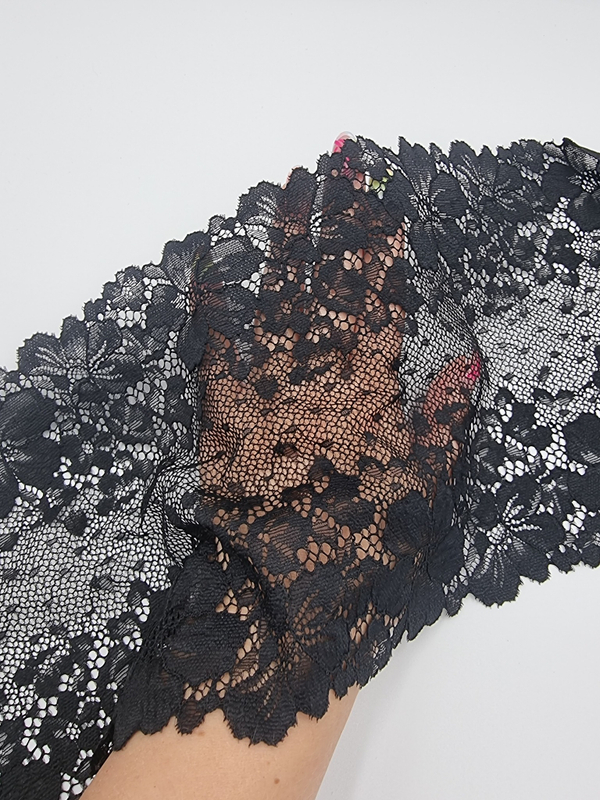 Кружево эластичное черное КС27 (17 см)