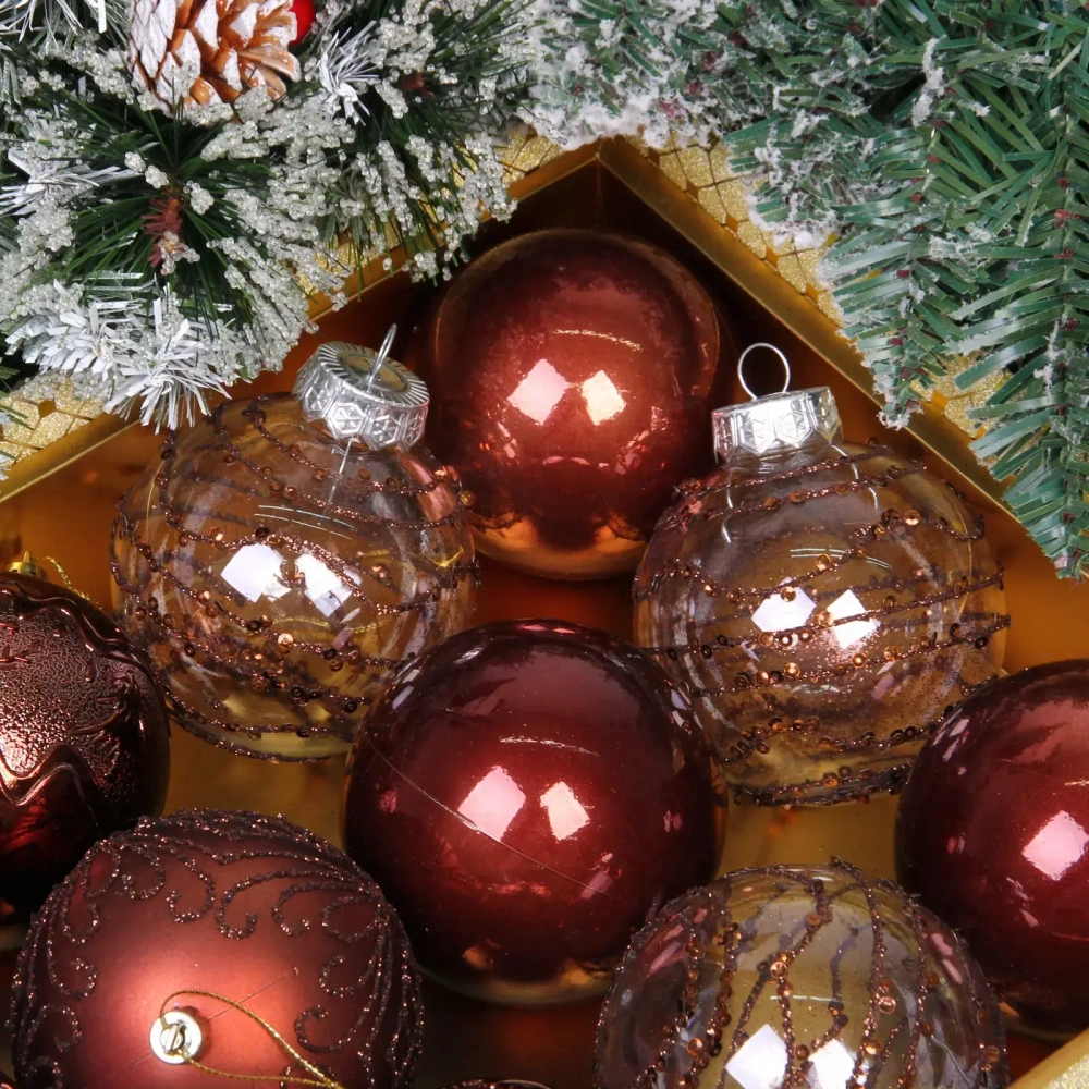 Новогодние шары «Волшебство ночи» 8 см (набор 12 шт), Шоколад
