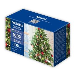 ULD-S10000-1000-DGA WHITE IP20 Гирлянда светодиодная. 100м. 1000 светодиодов. Белый свет. Провод зеленый. ТМ Uniel