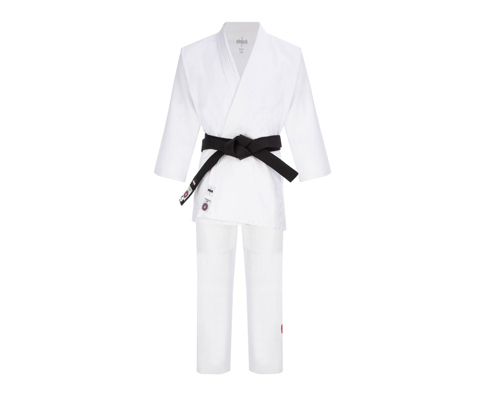 C555 Кимоно для дзюдо подростковое Clinch Judo Red FDR белое
