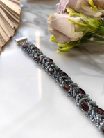 Браслет из бисера "Змейка" 18 см ручной работы с камнем Гранат