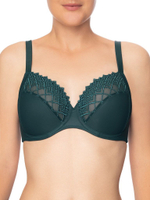 Бюстгальтер с мягкой чашкой из мягкой микрофибры с мерцающим блеском (Размер: 80F) (Цвет: темно-синий)