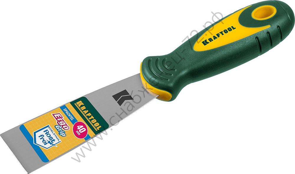 KRAFTOOL 40 мм х-образное профилированное полотно двухкомпонентная ручка, нержавеющий, Шпатель (10035-040)