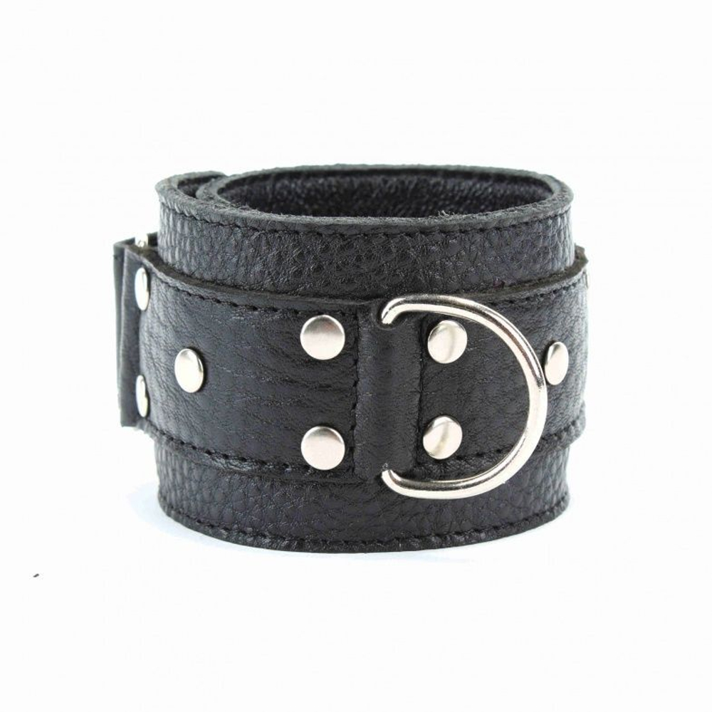 Чёрные кожаные наручники (Цвет: черный)