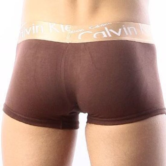 Мужские трусы боксеры коричневые с косой резинкой Calvin Klein Bronze Italics Boxer Brown