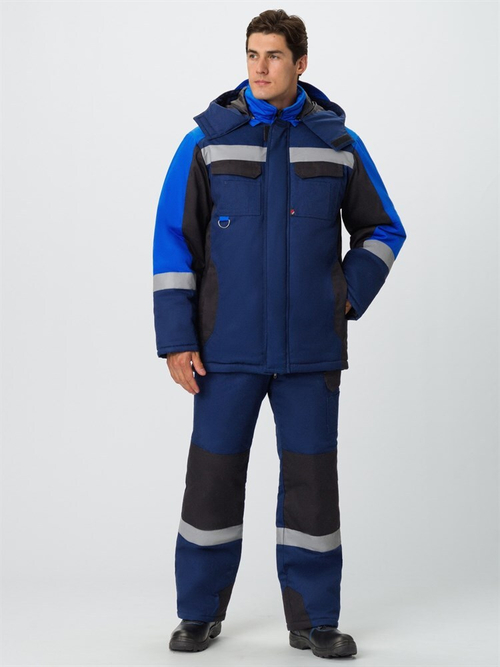 Костюм зимний Фаворит-Мега (тк.Протек,240) п/к, т.синий/черный/васильковый