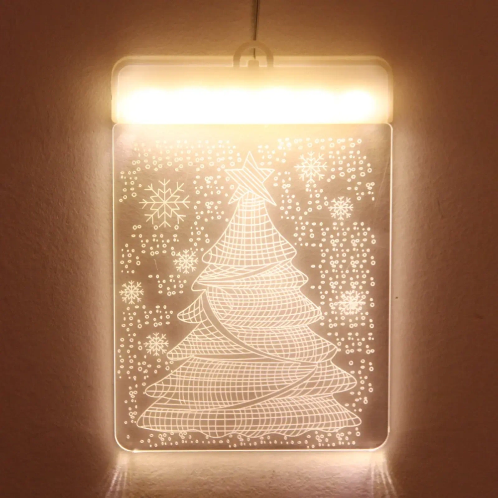 Гирлянда для дома БАХРОМА ш2,0м* в90/70см 36 ламп LED «3D Новый год»,8 реж., с пультом Д/У, IP-20, Теплый белый (USB)