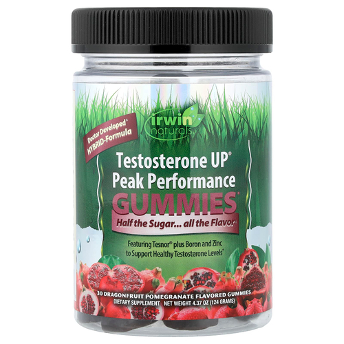 Irwin Naturals, Testosterone UP®, жевательные таблетки для повышения пиковой эффективности, со вкусом питахайи и граната, 30 жевательных таблеток