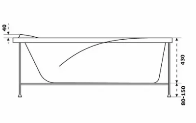 Акриловая ванна Bas Кварта 180х80 без слива-перелива