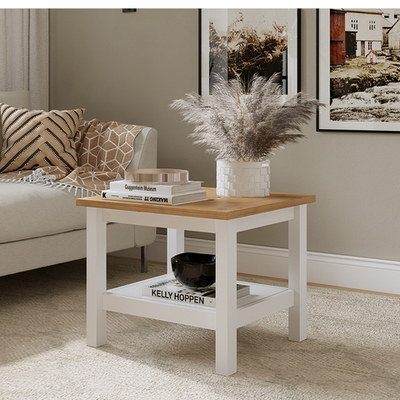 Журнальный стол Хемнэс/Кымор, 55х55х46см, белый/светло-коричневый