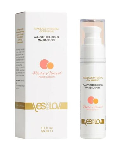 Массажный гель-смазка Allover Delicious Massage Gel с ароматом персика и абрикоса - 50 мл.