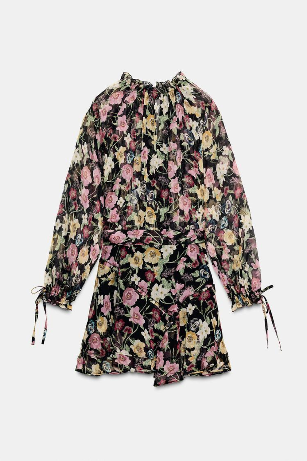 ZARA МИНИ-ПЛАТЬЕ С ЦВЕТОЧНЫМ ПРИНТОМ, РАЗНОЦВЕТНЫЙ