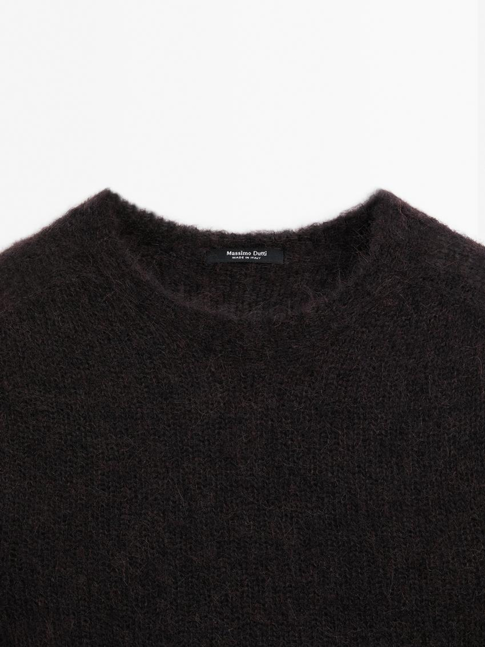 Massimo Dutti Трикотажный свитер из смесовой альпаки, шоколадный