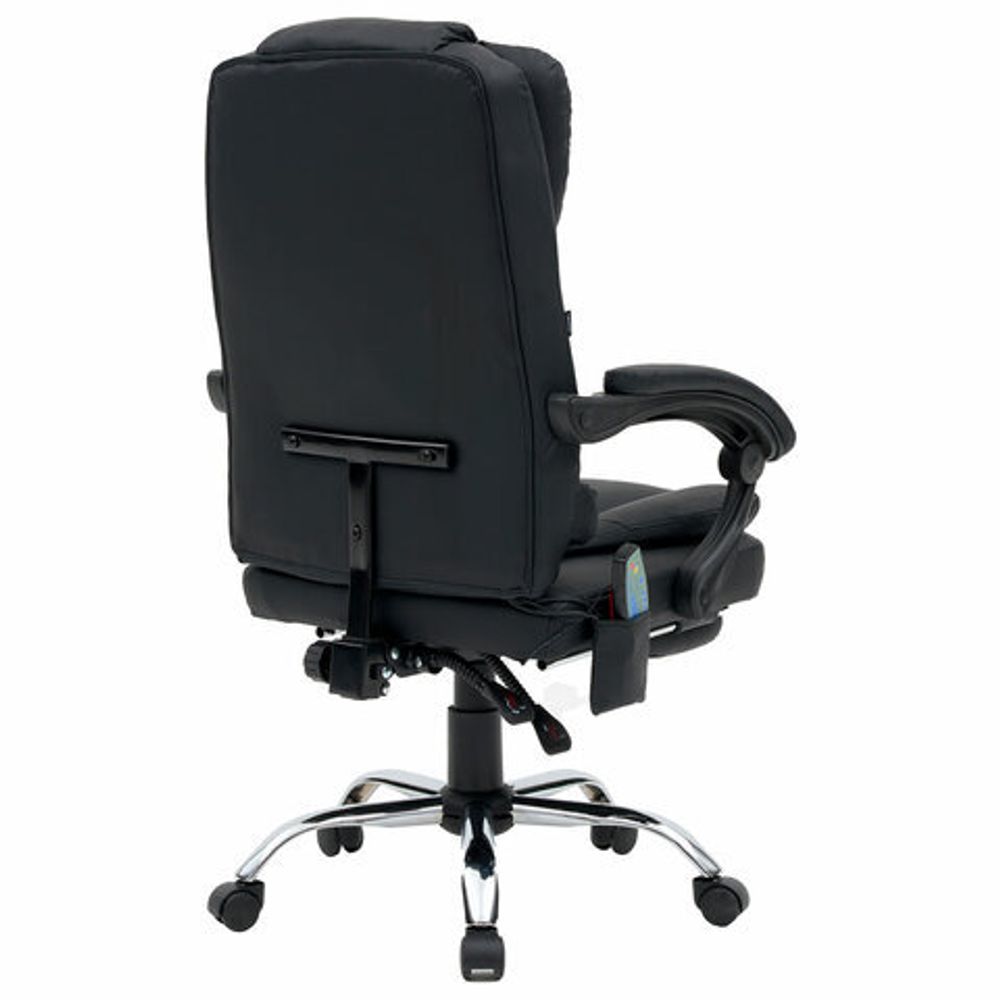 Кресло офисное CROMEX (КРОМЕКС) "Lounge MS-007", подножка, 6 массажных модулей, экокожа, черное, 532960