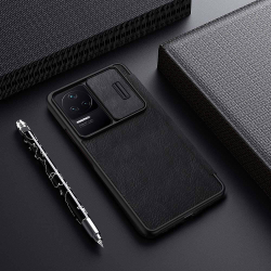 Кожаный чехол-книжка Nillkin Leather Qin Pro c защитой камеры для Xiaomi Poco F4