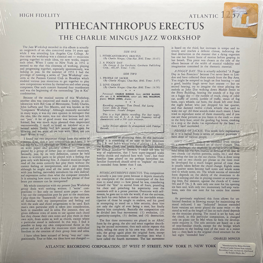 The Charlie Mingus Jazz Workshop ‎– Pithecanthropus Erectus (США 2001г.)