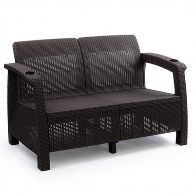 Диван "Ротанг-плюс" 2-х местный без подушки (мокко), 1270*700*790мм