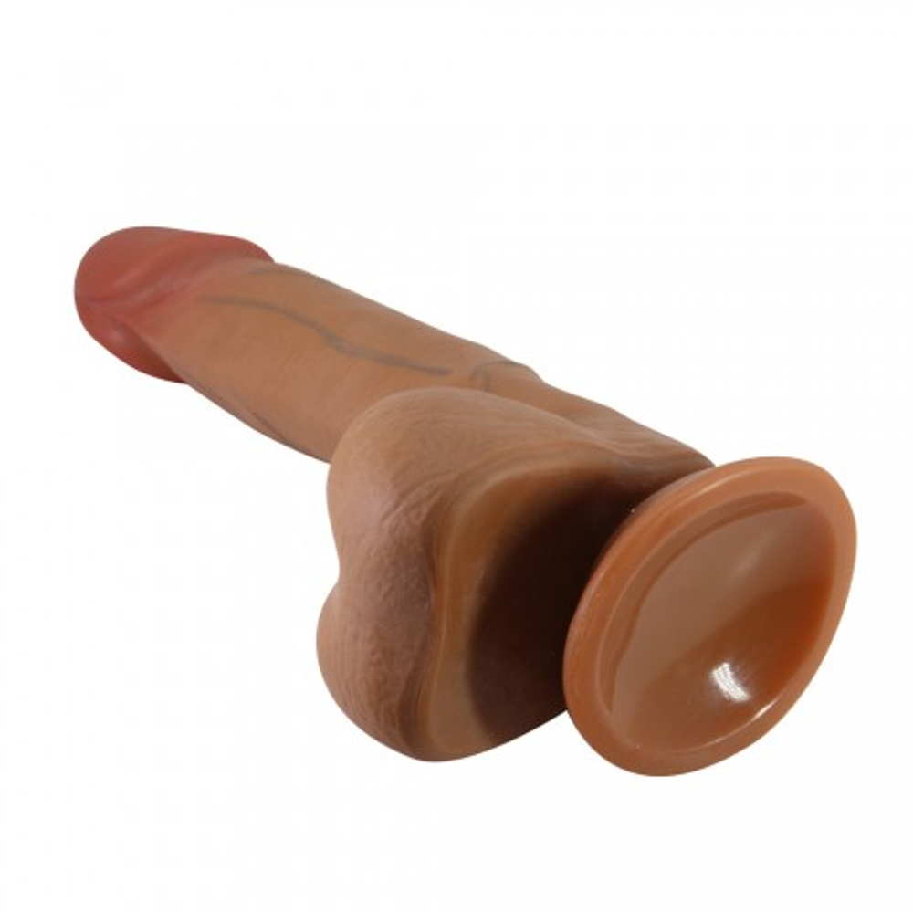 Реалистичный фаллоимитатор на присоске Bahamut (21,8*4,6 см) коричневый