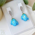 LEFIREL' Серьги серебряные женские "Водяная нимфа" с цветами из муранского стекла / ювелирные украшения из родированного серебра 925