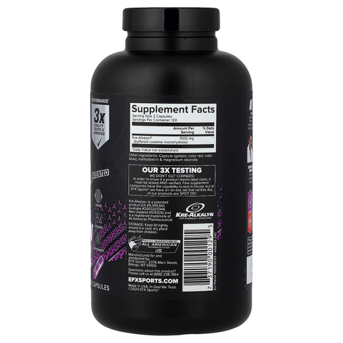 EFX Sports, Kre-Alkalyn® EFX, 240 капсул (750 мг в 1 капсуле)