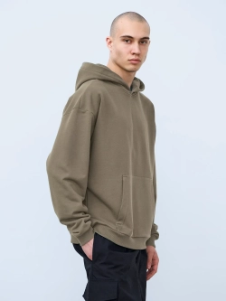 Худи оверсайз без начеса (серо-оливковый)