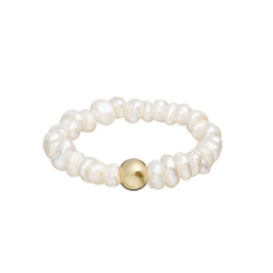 Кольцо- натуральный жемчуг, золотой элемент