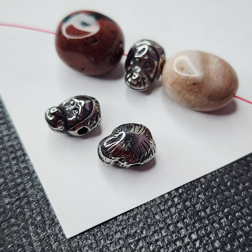 Бусина обезьянка, сталь, мужские бусины, р-р 10×8мм, штучно