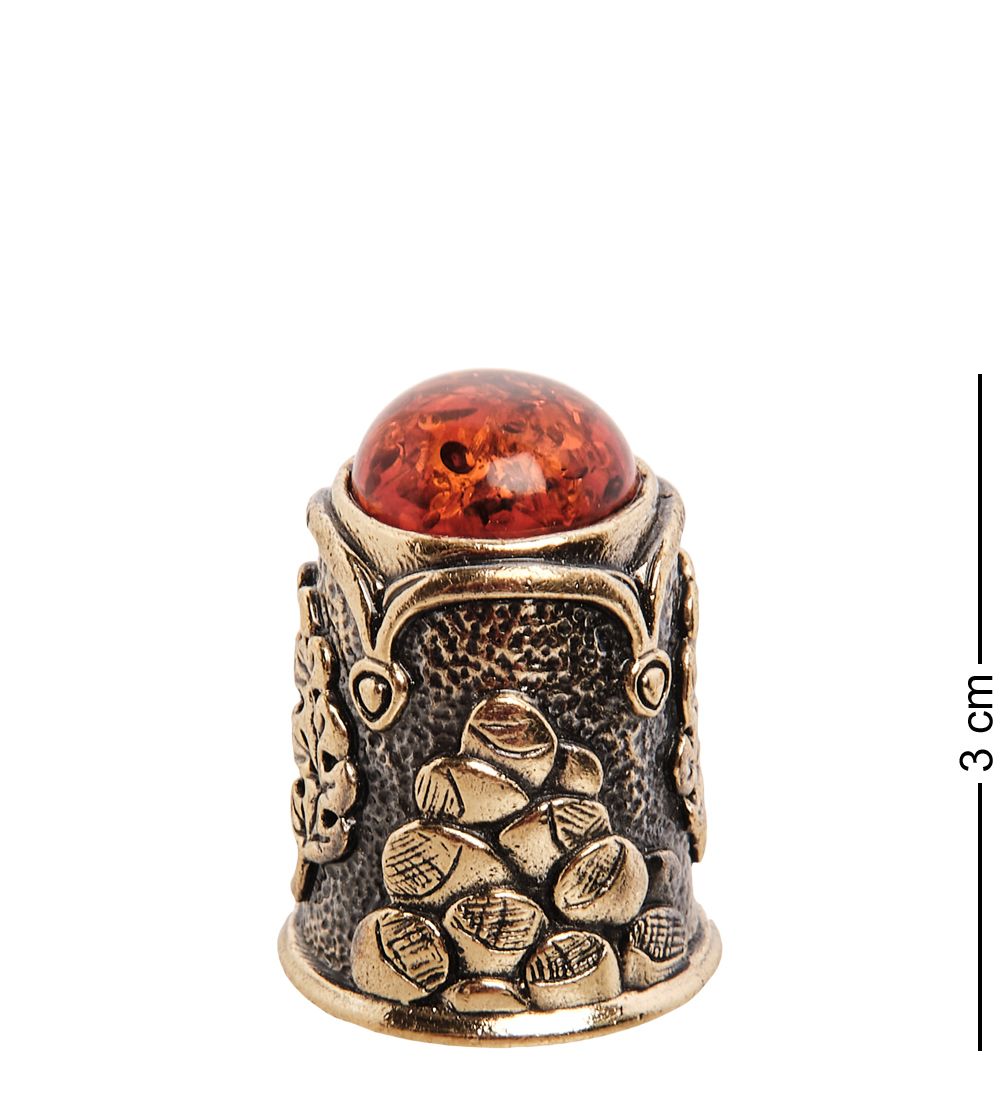 AM-2995 Наперсток «Белочка с орешками» (латунь, янтарь)