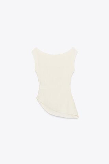 ZARA ТОП ТЕКСТУРНЫЙ СО СБОРКАМИ, ЭКРЮ