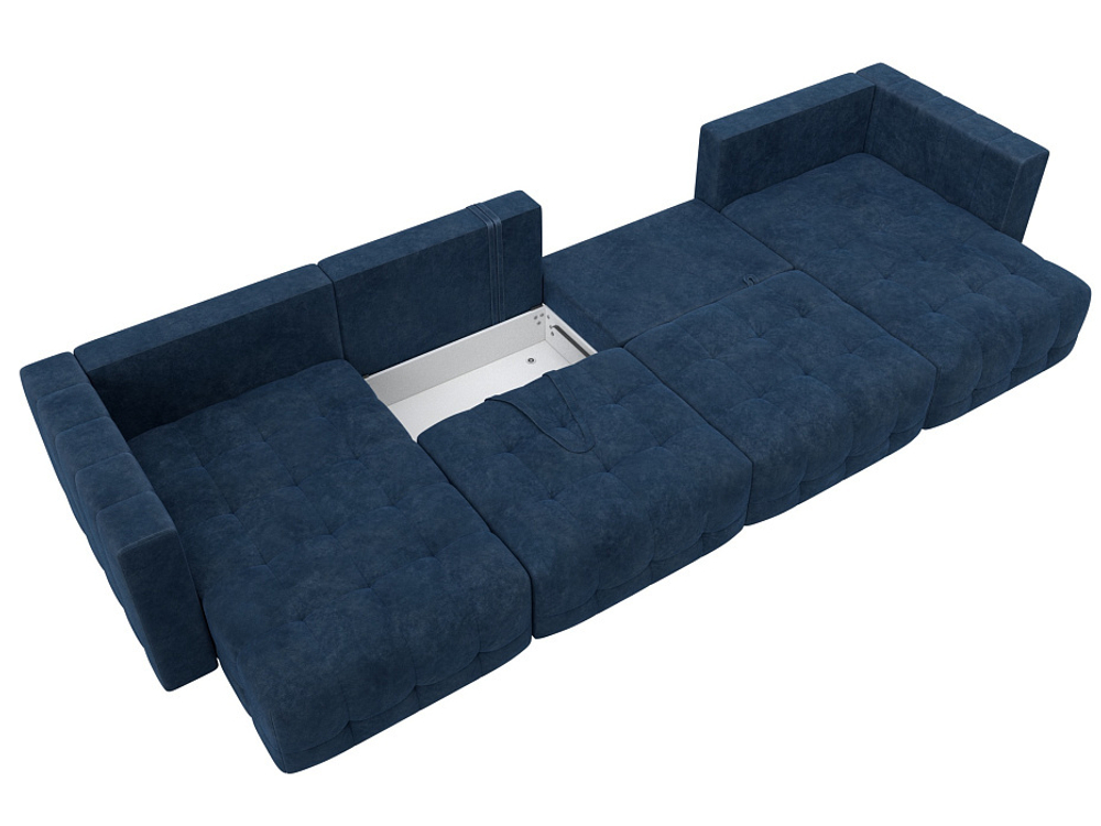 Диван П-образный Лига-052 НПБ Лонг, BRUT 11 ВЕЛЮР синий