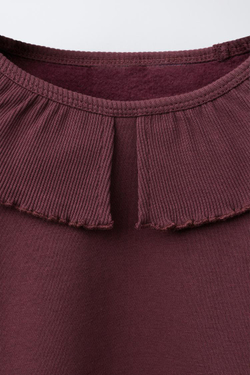 ZARA ТОЛСТОВКА В РУБЧИК С ВОРОТНИКОМ «КЛОДИН», БУРГУНДИ